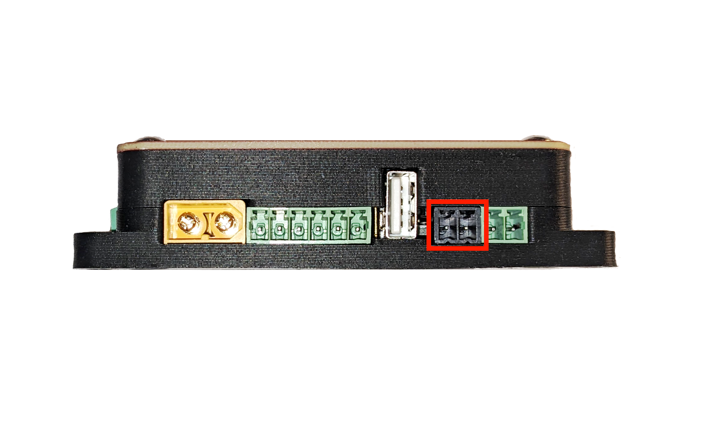 Diagram showing the pinout of the top of the BrainBox